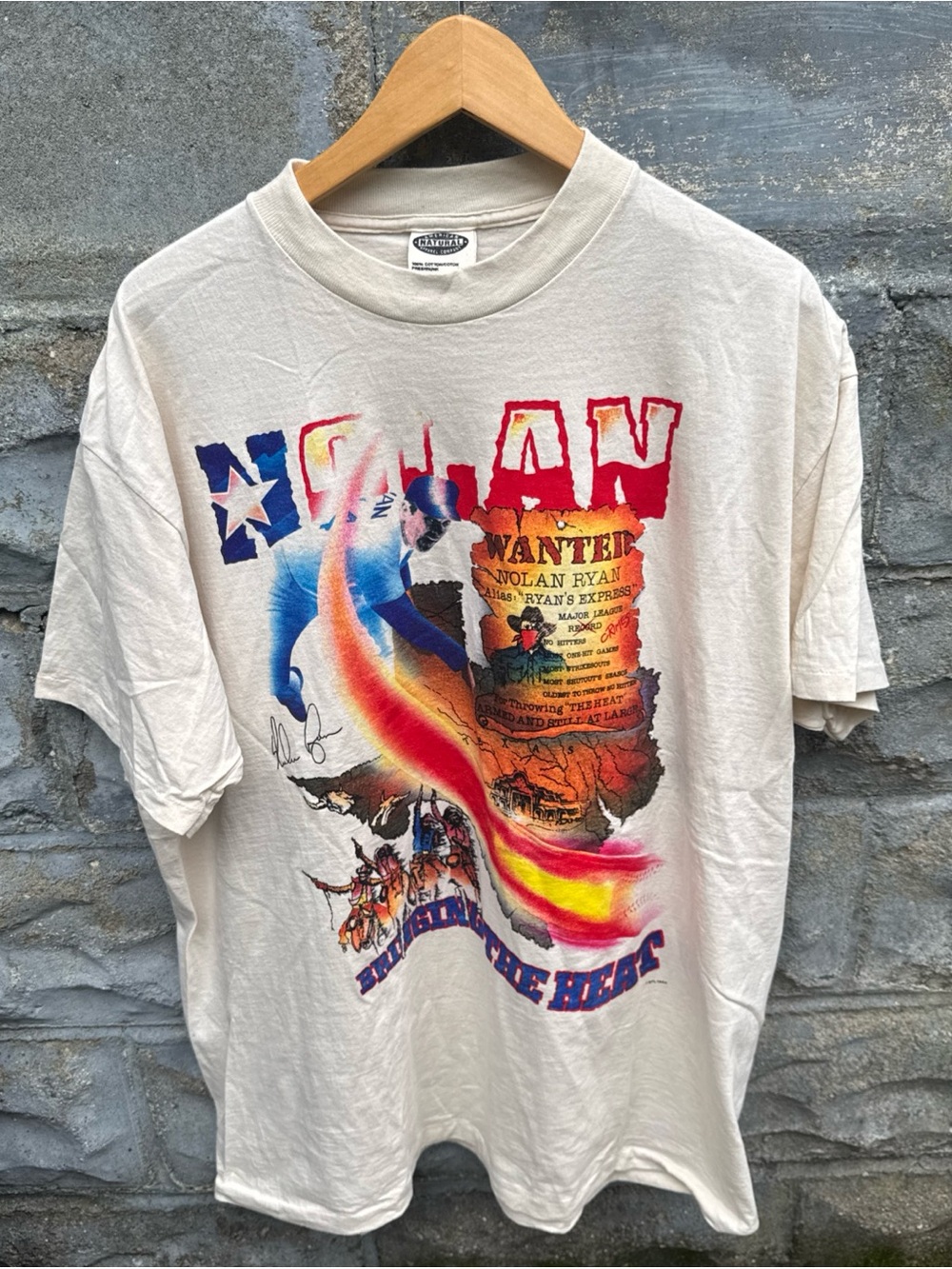 Vintage Nolan Ryan T-Shirt Mens XL Texas Rangers Baseball Pitcher 90s Rare - Picture 1 of 8